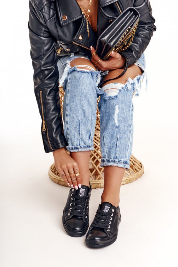 Ledersneaker für Damen Big Star schZuarze Farbe V274871