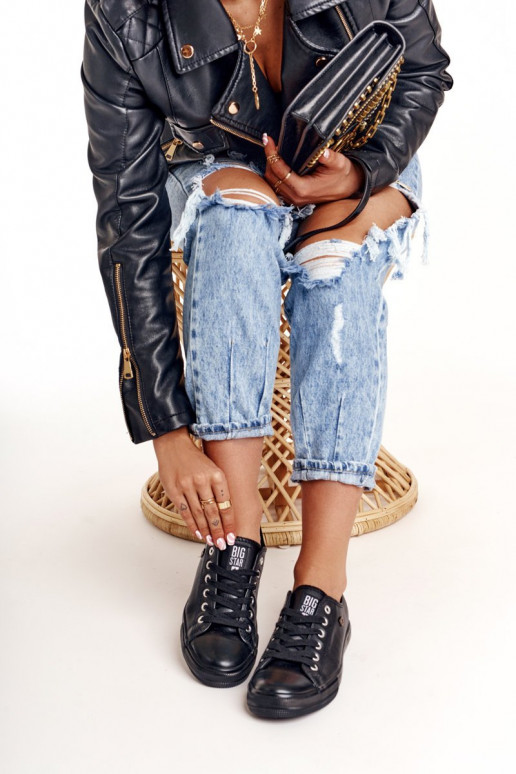 Ledersneaker für Damen Big Star schZuarze Farbe V274871