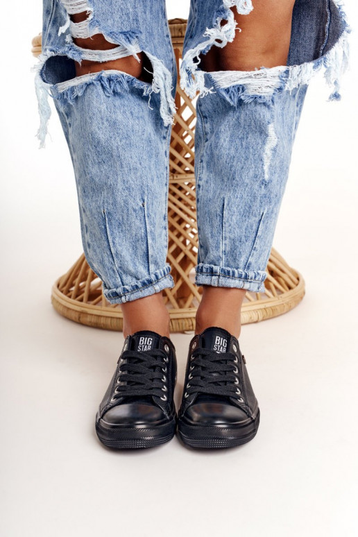 Ledersneaker für Damen Big Star schZuarze Farbe V274871