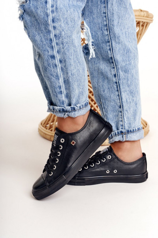 Damen Leder Sneakers Big Star schwarz