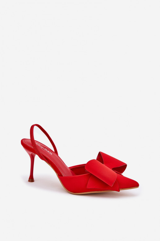 Rote High Heels mit offenem Absatz und Schleife Eklevia