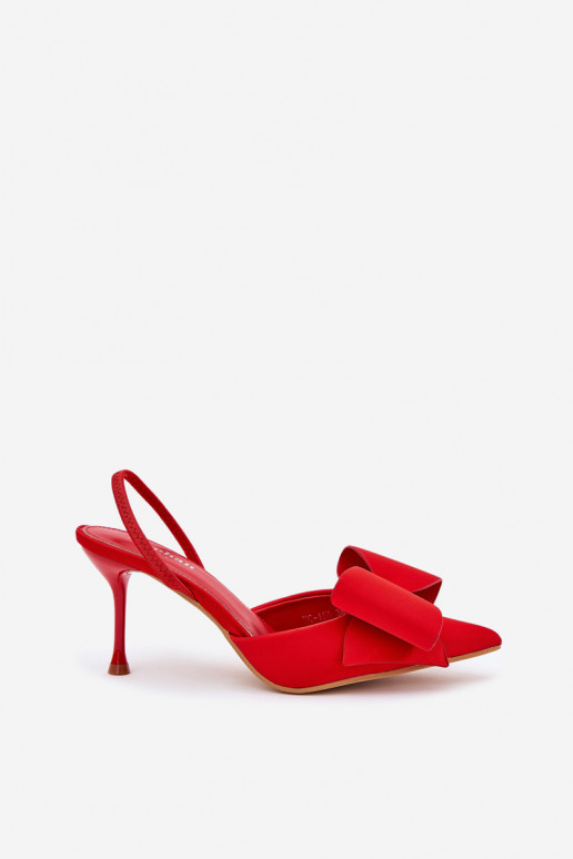 Rote High Heels mit offenem Absatz und Schleife Eklevia