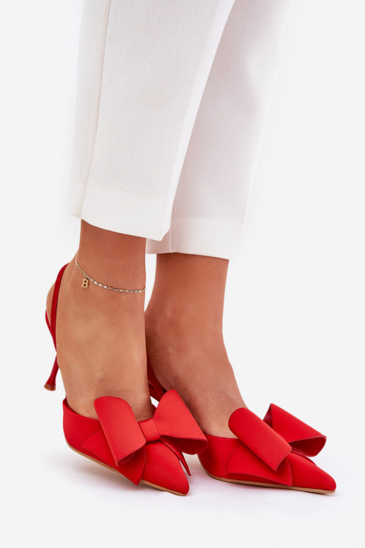 Rote High Heels mit offenem Absatz und Schleife Eklevia
