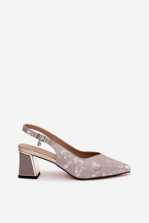 Damen High Heel Sandalen mit spitzen Zehen gold-silber Vinceza