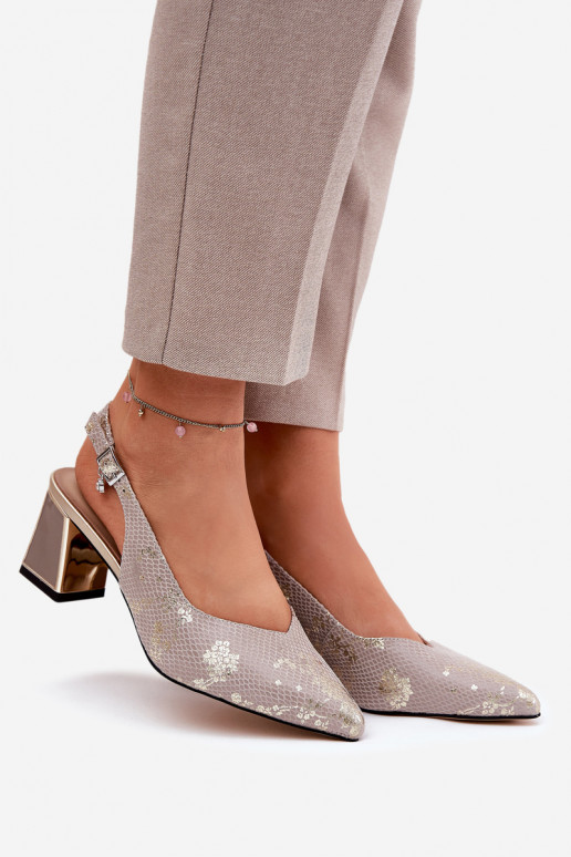 Haut Damen-Sandalen mit hohen Absätzen Ze Szpiczastymi Noskami Vinceza 66733 Gold-Silberfarbe