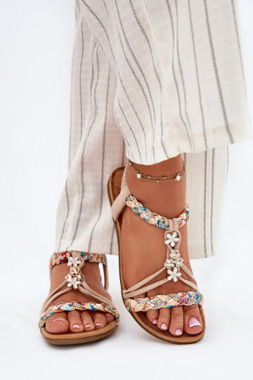 Damen sandfarbene Sandalen mit Riemen Nusoreth 2