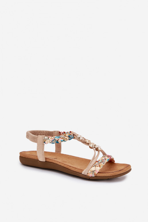 Damen sandfarbene Sandalen mit Riemen Nusoreth