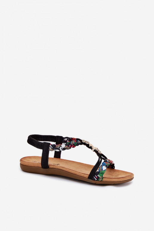 Damen schwarze Sandalen mit Riemen Nusoreth