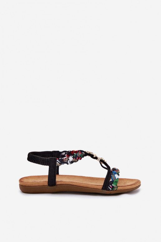 Damen schwarze Sandalen mit Riemen Nusoreth