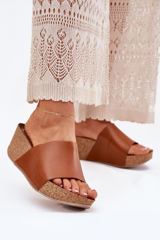 Zazoo 40291 Damen braune Lederslipper auf Korksohle