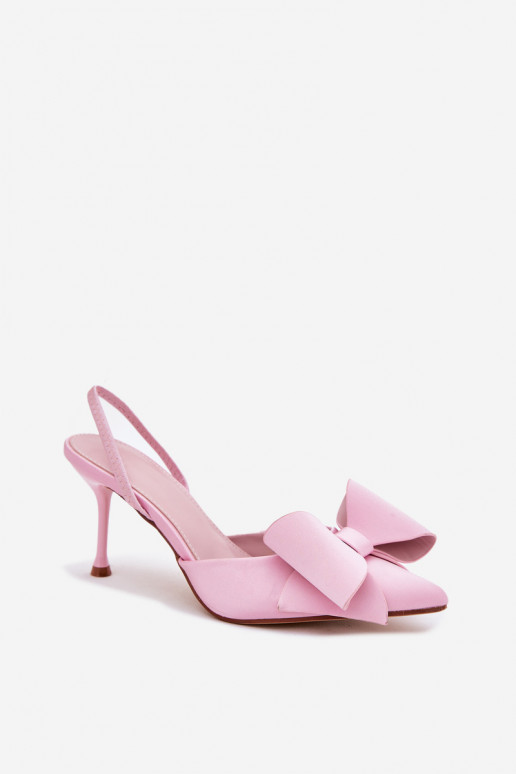 Rosa High Heels mit offener Ferse und Schleife Eklevia