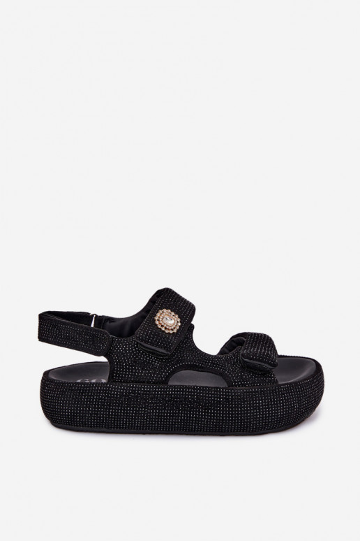 Dekorierte Damen-Platformsandalen GOE TT2N4102 schwarz