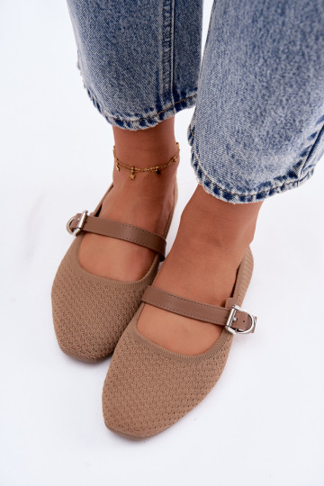 Stoff ballerinas mit Riemen und Schnallen khaki Jelisa