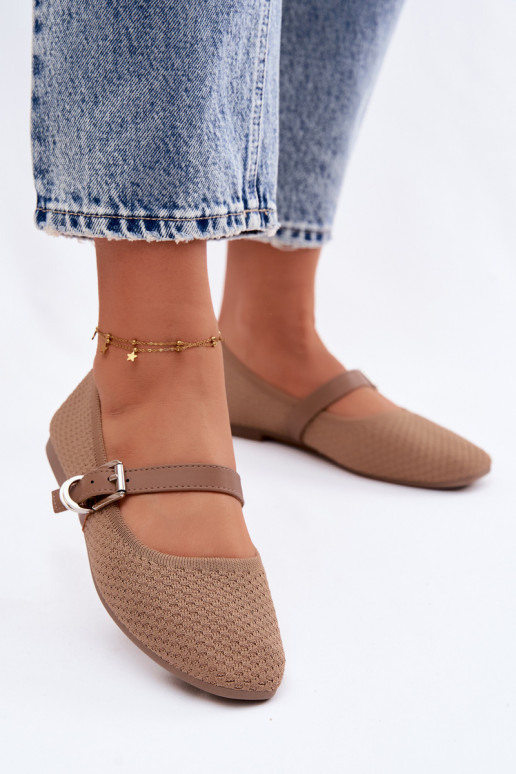 Stoff ballerinas mit Riemen und Schnallen khaki Jelisa