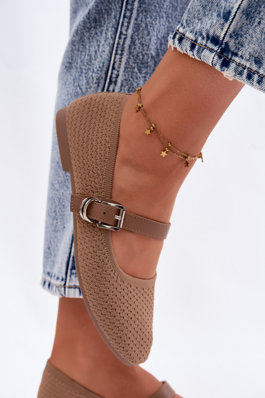 Stoff ballerinas mit Riemen und Schnallen khaki Jelisa