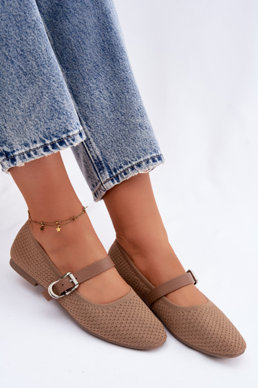 Stoff ballerinas mit Riemen und Schnallen khaki Jelisa