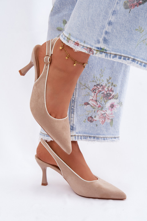 Damen Sandalen mit dünnen Absätzen in Sandfarbe Relmira