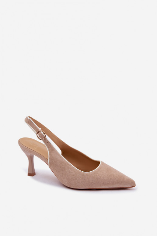 Damen Sandalen mit dünnen Absätzen in Sandfarbe Relmira