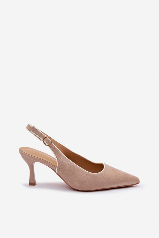 Damen Sandalen mit dünnen Absätzen in Sandfarbe Relmira