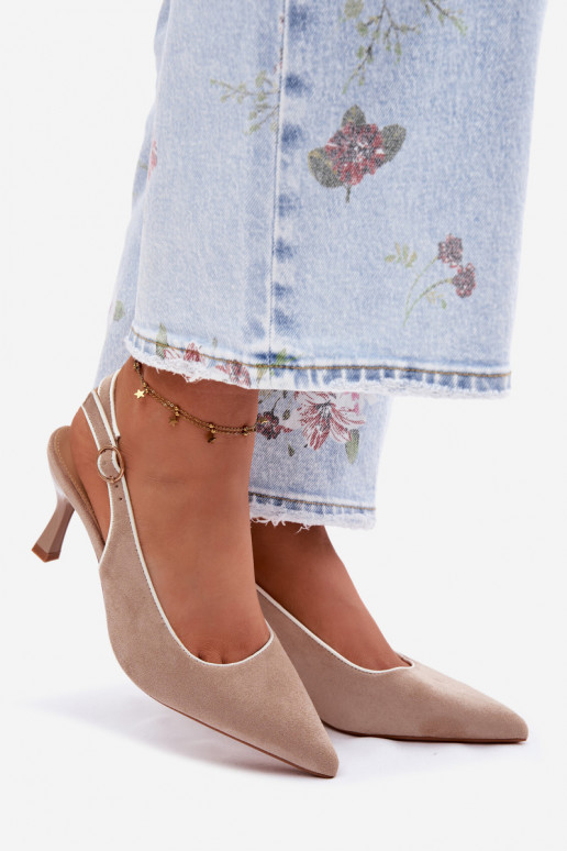 Damen Sandalen mit dünnen Absätzen in Sandfarbe Relmira