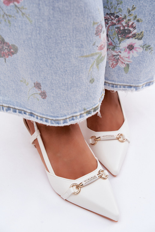 Damen Sandalen mit spitzen Absätzen in weißer Farbe Felessa