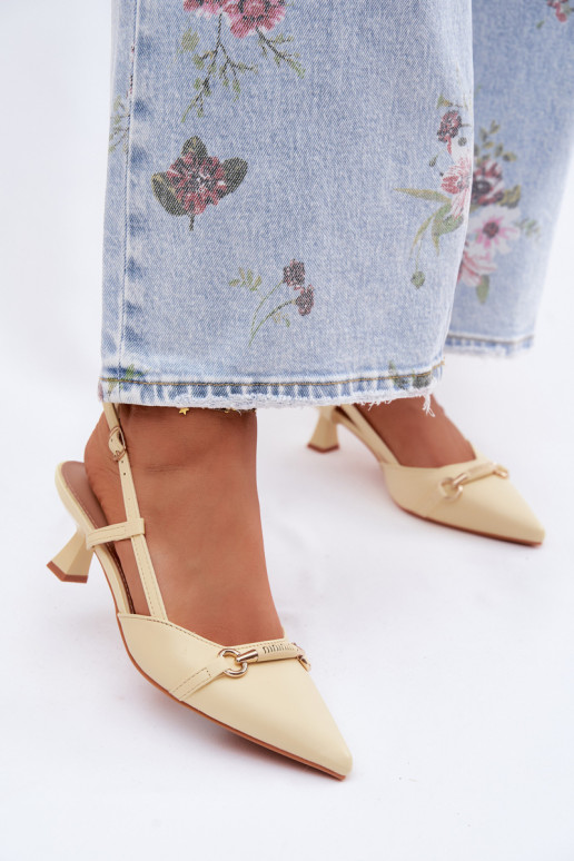 Damen Sandalen mit spitzen Absätzen in gelber Farbe Felessa