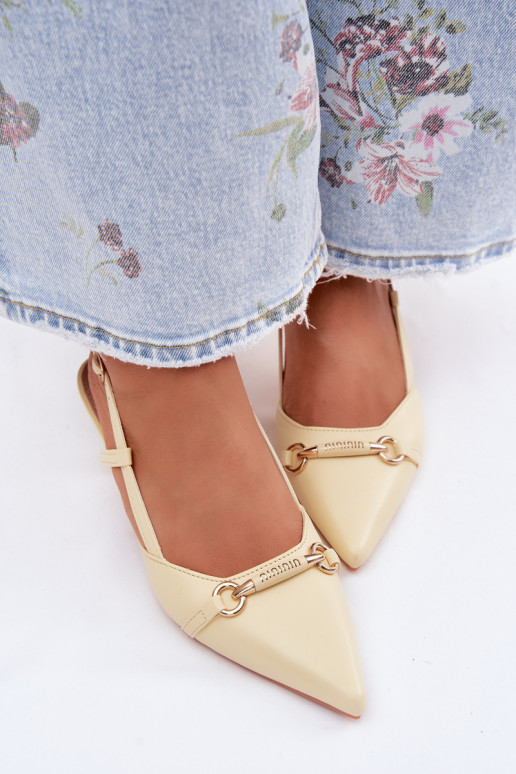 Damen Sandalen mit spitzen Absätzen in gelber Farbe Felessa
