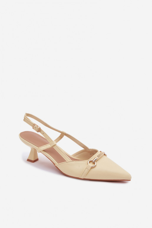 Damensandalen mit Absätzen Ze Szpiczastymi Noskami gelbe Farbe Felessa