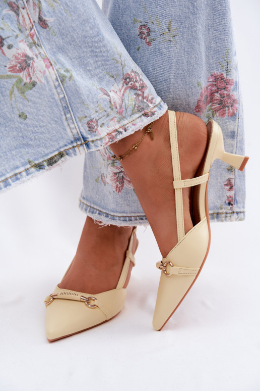 Damensandalen mit Absätzen Ze Szpiczastymi Noskami gelbe Farbe Felessa