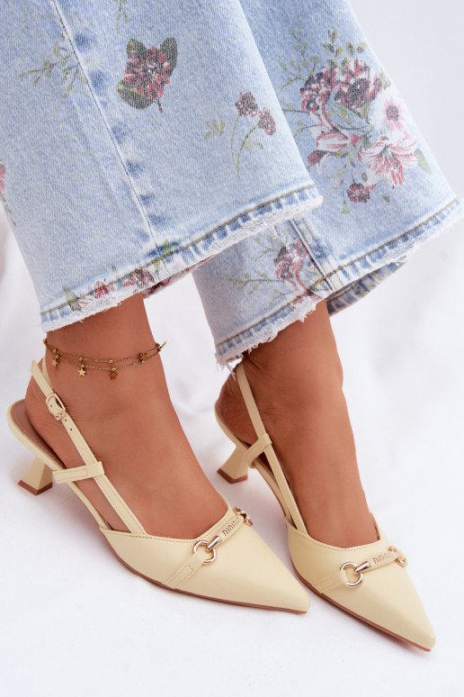 Damensandalen mit Absätzen Ze Szpiczastymi Noskami gelbe Farbe Felessa