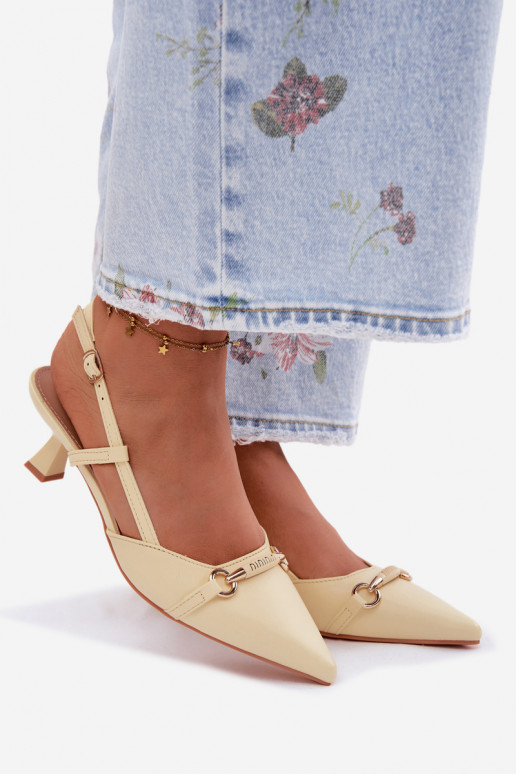 Damen Sandalen mit spitzen Absätzen in gelber Farbe Felessa
