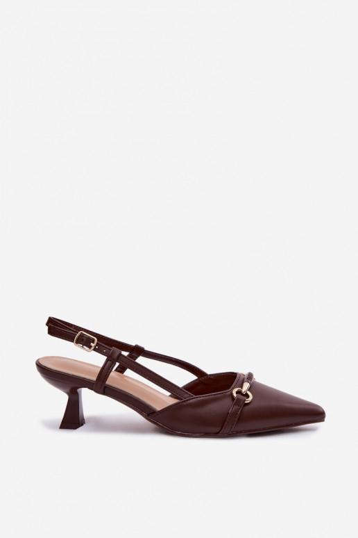 Damensandalen mit Absätzen Ze Szpiczastymi Noskami braune Farbe Felessa