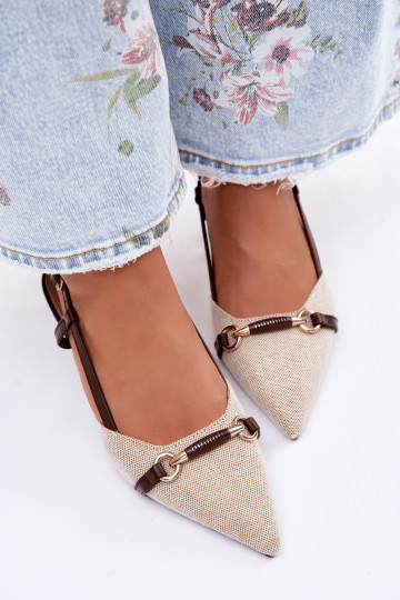 Damen Sandalen mit spitzen Absätzen in braun-beiger Farbe Felessa