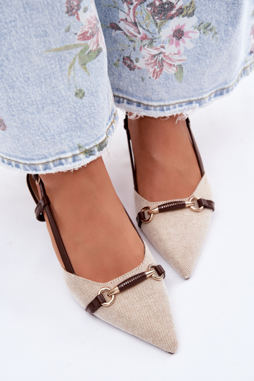 Damen Sandalen mit spitzen Absätzen in braun-beiger Farbe Felessa