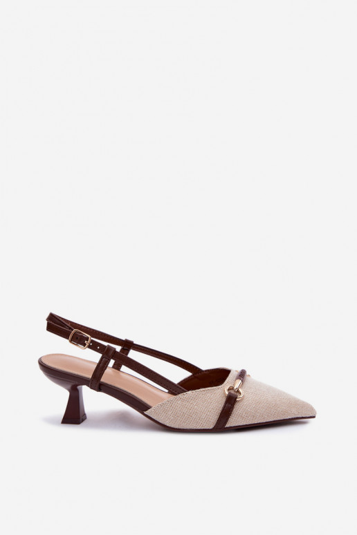 Damen Sandalen mit spitzen Absätzen in braun-beiger Farbe Felessa