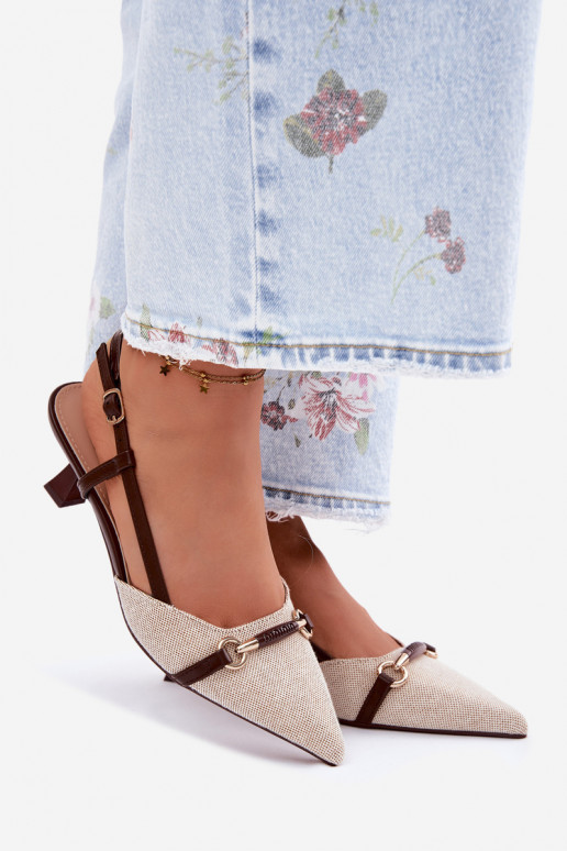 Damensandalen mit Absätzen Ze Szpiczastymi Noskami braun-Beige Felessa