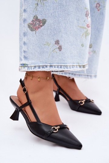 Damen Sandalen mit spitzen Absätzen in schwarzer Farbe Felessa