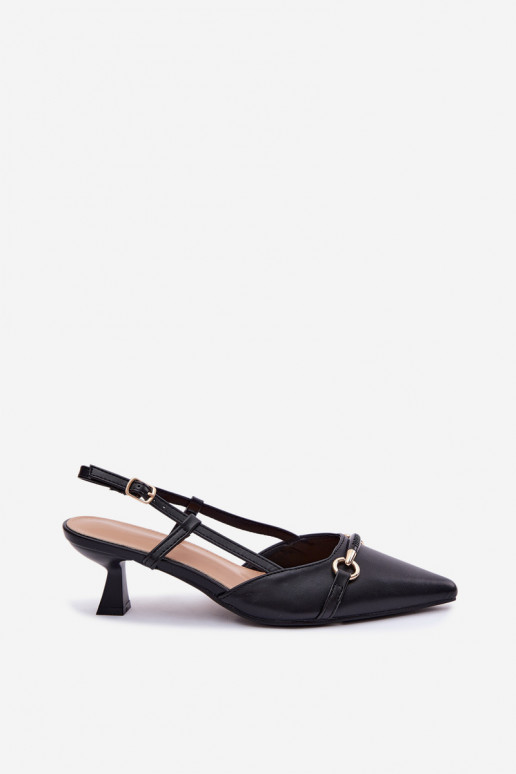 Damensandalen mit Absätzen Ze Szpiczastymi Noskami schZuarze Farbe Felessa