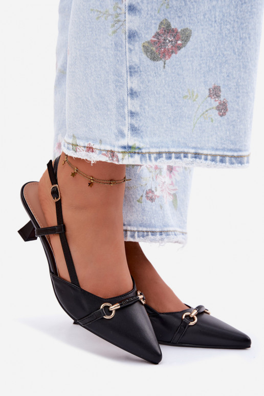 Damensandalen mit Absätzen Ze Szpiczastymi Noskami schZuarze Farbe Felessa