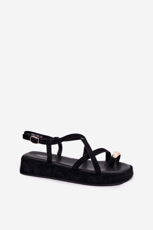 Sandalen mit Plattform und goldenen Details in schwarzer Farbe Olmira