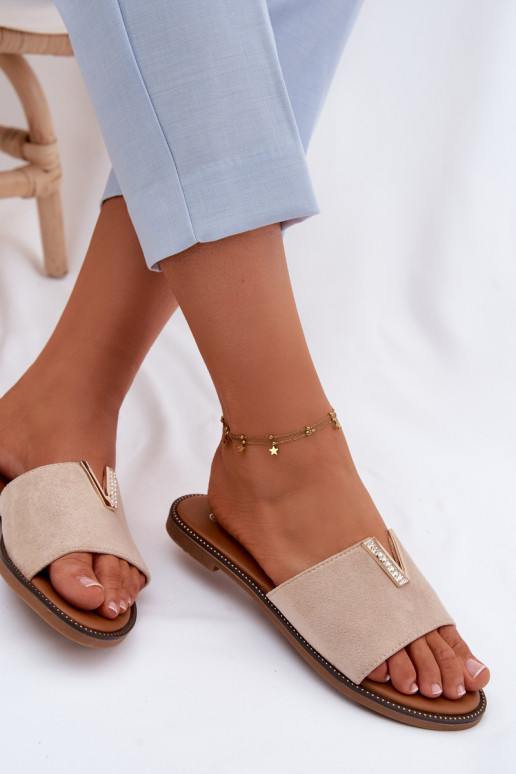 Hausschuhe FrauenZuohnung Mit Dekorationen Detalem V Beige Nelmira