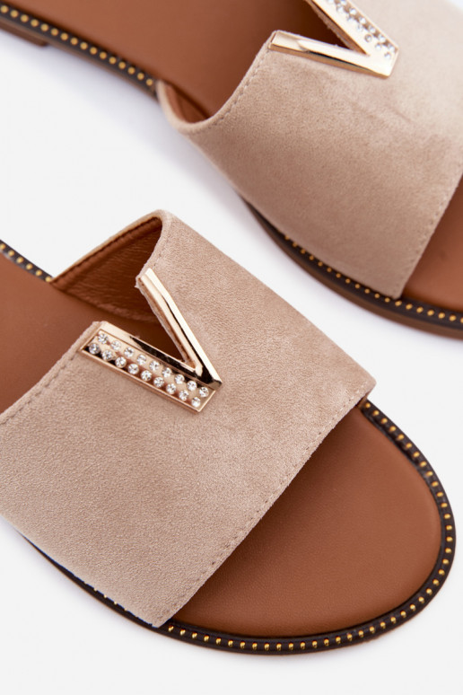 Hausschuhe FrauenZuohnung Mit Dekorationen Detalem V Beige Nelmira