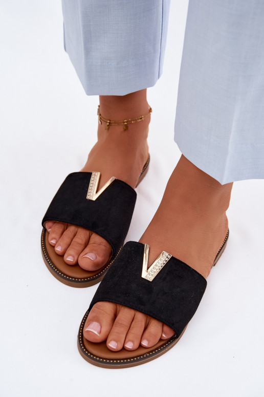 Hausschuhe FrauenZuohnung Mit Dekorationen Detalem V schZuarze Farbe Nelmira