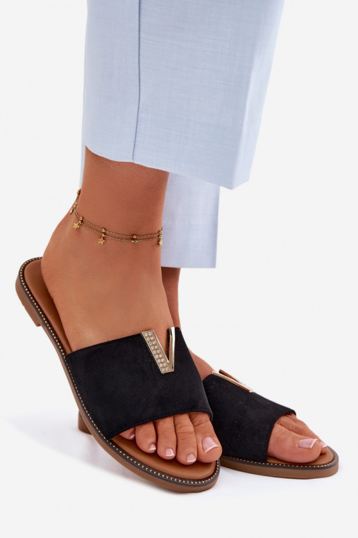 Hausschuhe FrauenZuohnung Mit Dekorationen Detalem V schZuarze Farbe Nelmira