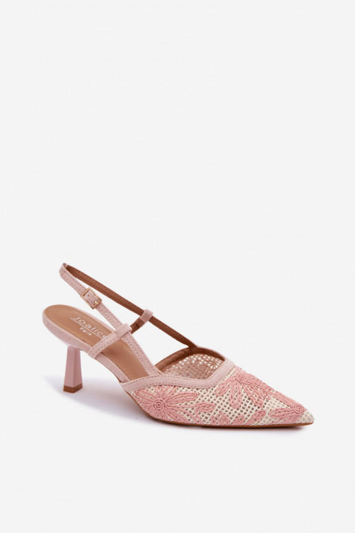 Hochhackige Sandalen mit Blumen in rosa Farbe Kelmira