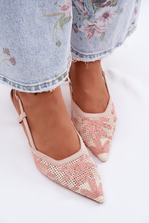 Sandalen mit hohen Absätzen mit Blumen pinke Farbe Kelmira