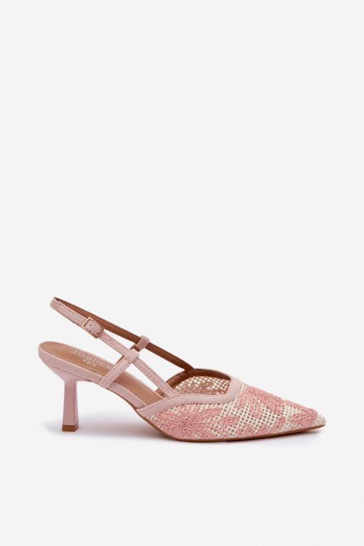 Hochhackige Sandalen mit Blumen in rosa Farbe Kelmira