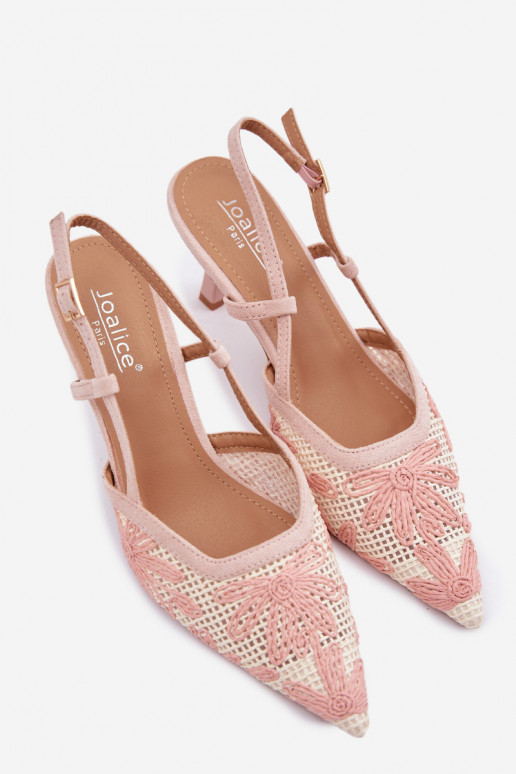 Hochhackige Sandalen mit Blumen in rosa Farbe Kelmira