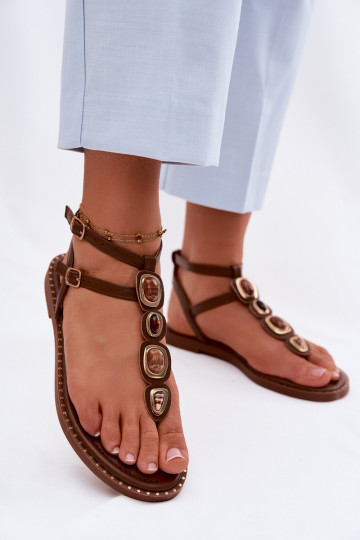 Flip-Flops FrauenZuohnung mit schönen Details braune Farbe Dorena 2