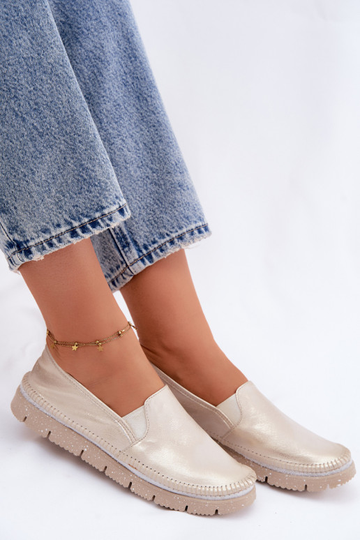 Feminin Schuhe Es mussciejka Ein überzeugendes Stilvollll Haut 03512-25 goldene Farbe Przecierany